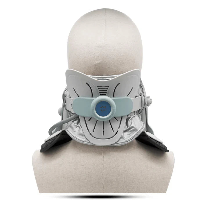 Cervitrax Gen-2 cervical neck traction device on mannequin head and shoulders