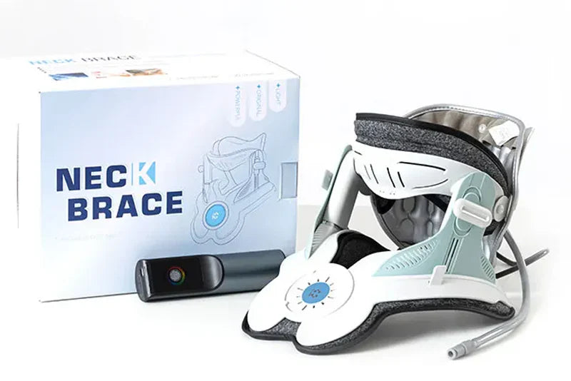 Cervitrax Gen-2 neck brace device with control unit and packaging box