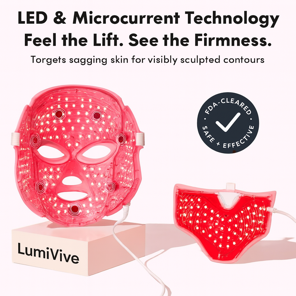 LumiVive™ Face Mask light therapy device with LED and microcurrent technology for skin lifting and firmness