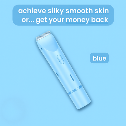 Silkaura™ 2-in-1 women's body shaver in blue for silky smooth skin with money-back guarantee