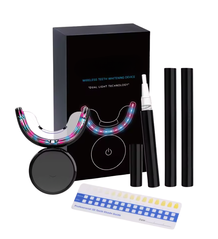 Genvita Pro wireless teeth whitening device with dual light technology and shade guide